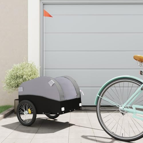 Remorque de Vélo, Remorque de Transport pour Vélo Chariot de Transport Boîte de Transport Remorque de vélo Noir et Gris 30 kg Fer