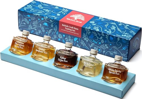 Kindred Spirits Premium Rum Tasting Gift Set For Him(5 x 40ml) ❘ Rum Tasting Gift Set, A Collection Of 5 Carefully Selected Miniatures, A Mix Of Spiced, Fruity and Coffee Rum, In A Gift Box