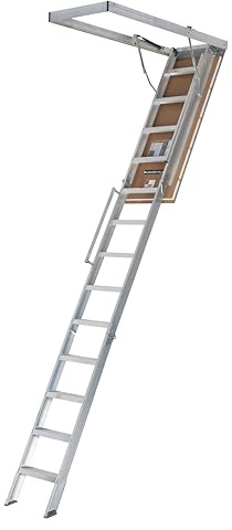 Louisville Ladder 10-12-Foot Insulated Door Aluminium Attic Ladder 25.5 x 63 (Rough Opening), 375-Pound Load Capacity, Type IAA, AL2540LG-R5