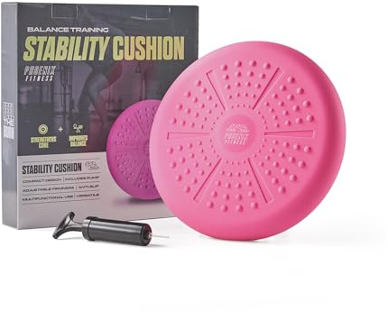 Phoenix Fitness Wobble Cushion – Balance Disc Stability Cushion with Hand Pump – Non-Slip Core Strength Trainer for Balance, Physio, & Posture – Sensory Wiggle Seat for Kids & Adults | Pink