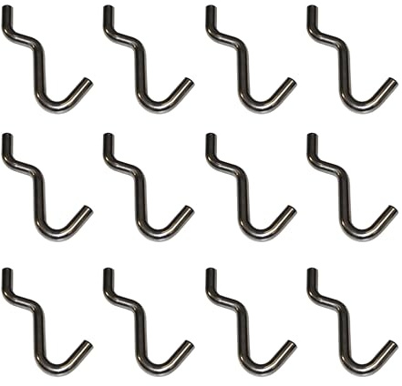 Ganci per Pannelli Forati per Attrezzi e Utensili, Ganci per Parete Forata Officina e Garage, Supporti per Espositori e Organizzazione, Porta Attrezzi Scaffali e Negozi, (12 Pezzi N1)