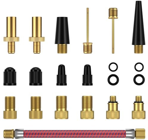 JONMONSM Fahrradventil Adapter Set, Alle Ventiladapter Fahrrad, Autoventil Adapter und französisches Ventil Adapter mit Sortierbox, Luftpumpe Adapter, Ballnadel und Kompressor Ventiladapter