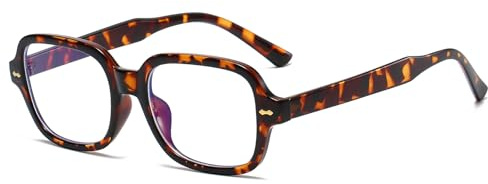 LJCZKA Rectangle Blue Light Glasses Womens Mens Computer Glasses Square Frame Anti Eye-Fatigue for Reading, Texting & Gaming