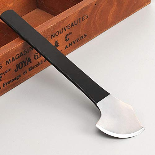 LetCart Cuchillo de corte de cuero, cuchillo afilador de piel, alto manganeso, acero al manganeso, herramienta artesanal, cuchillo de boceto de cuero, con bolsa de tendón de res, negro