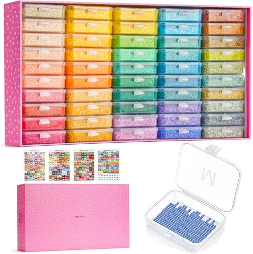Maxuni 50pcs Diamond Painting Trays with Lids - Thickened Diamond Art Storage Containers, Stackable Diamond Art Trays, Painting Organizer Accessories for 5D Art Beads Storage & Line-Up