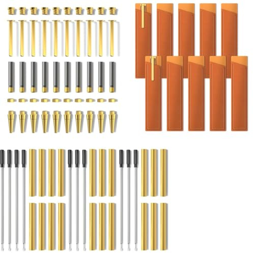 Aboiled Pen Kits for Woodturning- 10 Pack 10 Pen Covers Included-Slimline Pen Making Tools& Black Ink for DIY Copier Coppe