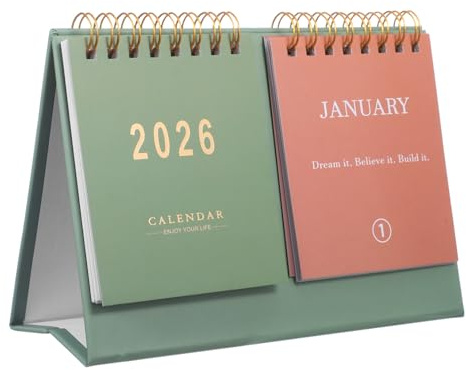 Uonlytech Calendrier de Bureau Mini Format Compact Calendrier à Tournantes pour Organisation Quotidienne et Planification Professionnelle