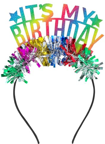 Färgglatt hårband födelsedag, It's My Birthday Birthday-pannband, glitter födelsedagskrona, bling-flicka pannband, födelsedag hårprydnad för flickor presentdekorationer fotorekvisita