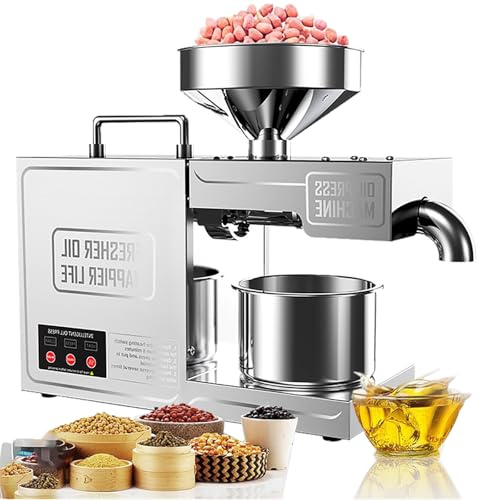 Oil Press Machine - Cold & Hot Press Automatic Electric Oil Maker for Home Use - Suitable for Avocado, Coconut, Flax, Peanut, Castor, Perilla Seed, Canola, and Sesame