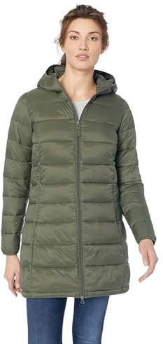 Amazon Essentials Doudoune à Capuche Compacte Légère et Imperméable (Disponible en Grandes Tailles) Femme, Olive Foncé, XL