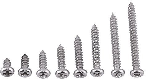 200pcs M3 Vis Autotaraudeuses en Acier Inoxydable à Tête Cruciformes/Plate/Fraisée Vis Autotaraudeuses Vis à Bois M3 x 6/8/10/12/16/20/25/30mm(Set A: Tête Cruciformes)