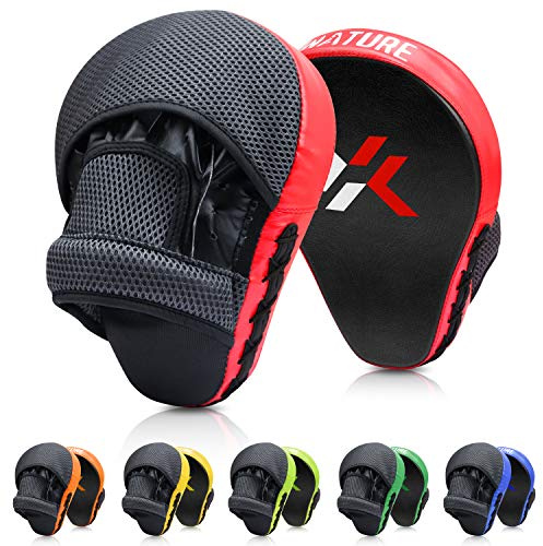 Boxing Equipment Punching Gloves Thai Pads Boxing Training Mitts Kickboxing Punch Mitts Punching Pad (A Pair of Red)
