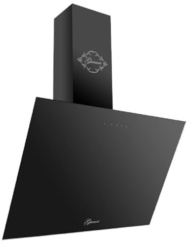 Gurari Campana extractora de 80 cm de pared, GCH D 286, cristal negro. ✦ Diseño sin cabeza e inclinado. ✦ Motor de 1000 m³/h ✦ Control táctil, mando a distancia incluido. ✦ LED ✦ Temporizador ✦ Filtro
