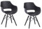 SAM 2er Set Schalenstuhl Lea, Schwarz, ergonomisch geformte Sitzschale aus Kunststoff, bequemer Esszimmerstuhl im Retro-Design, Holzgestell schwarz