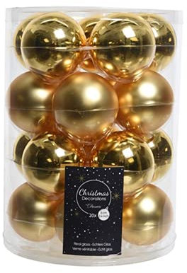 Christbaumkugeln Gold - Glanz & Matt - 20 Stück Glas 6 cm Durchmesser - 20 STK. a 6 cm