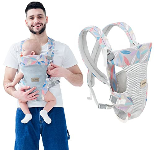 IULONEE Portabebè Convertibile 4 in 1 Fascia Porta Bebè Ergonomico Marsupio Mani Libere Zaino o Front Pack Tessuto Baby Sling per Neonati per 5-20kg Bimbi Blu