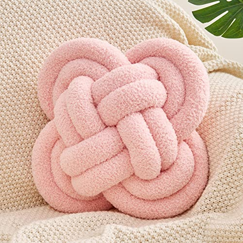 Xiashrk Knot Pillow Ball, 12 Soft Decorative Throw Pillows for Couch Bed, Hot Pink Knotted Plush Throw Pillow Home Couch Decor Pillows for Living Room
