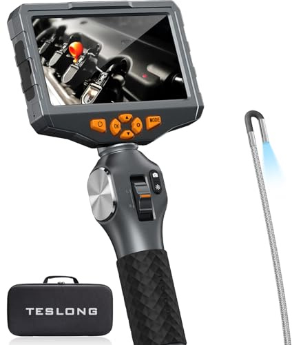 Teslong 3,9mm Endoskopkamera mit Licht, Endoskopkamera Beweglicher Kopf, Drehbar Endoskopkamera, Endoskop Kamera 5 Zoll LCD-Bildschirm, Inspektionskamera Rohrkamera mit LED (1,55 Meter)