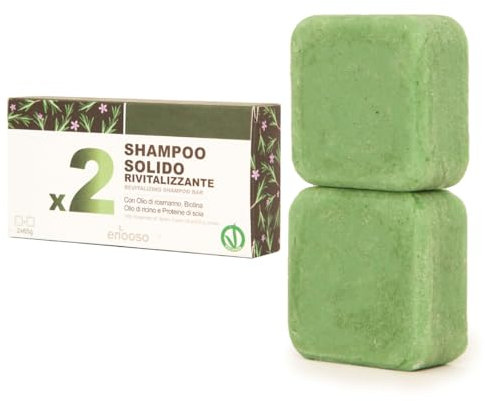 Enooso - Bio-Shampoo Gegen Haarausfall, Stärkt Mit Rosmarinöl, Verdünnt Mit Reinigendem Rizinusöl, Für Fettiges Haar, 100% Natürliches und Veganes Festes Shampoo - 130g
