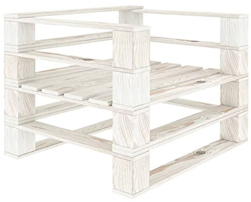SDWEHO7 Paletten-Sessel wetterfest, Outdoor-Sessel, Terrassen-Sessel, Garten-Palettensessel für Garten, Balkon und Terrasse, Garten Möbel Bank, Holz Weiß 80 x 67,5 x 60,8 cm