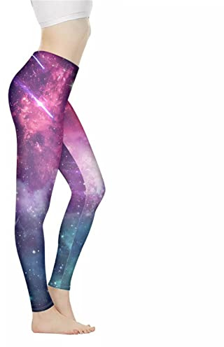 ZSOSIXDEAL Leggings de entrenamiento para mujer, arco iris, lunares, hongos, estampado de leopardo, pantalones de yoga de longitud completa, Galaxy, XS
