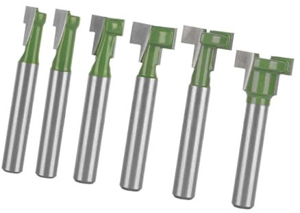 6Pcs T Slot Router Bits, Woodworking Milling Cutters Set, Keyhole Grooving Tools for Furniture Making, Wooden Crafts Production(1/4 Shank)