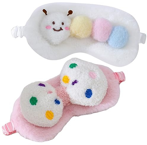 Veemoon 2 pièces Masque de Nuit Doux Peluche pour Garçon Fille et Adultes Set de Couverture Oculaire Effet Obscurissant pour Sommeil Détente