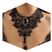 Fesciory Black Necklaces for Women, Adjustable Layered Velvet Leather Lace Collar Necklace, Goth Jewelry Gifts. (Gem)