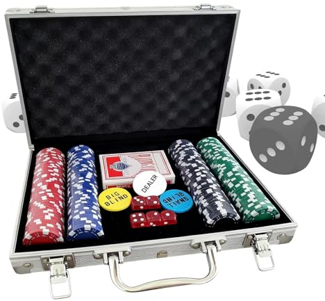 Generisch Set da Poker con Valigetta – per Feste Senza Valore – Set da Poker | per Giocatori Appassionati di Giochi a casa Serata in Famiglia – Donne Uomini Adulti Collezionisti