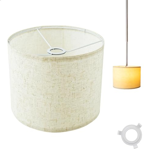 Pantalla Lampara Mesa Pie Mesilla,Tulipas Lamparas E27 E14 Extraíble para Despacho Cafetería Dormitorio Bar,Pantallas Lamparas Tela Beige H19 X ø 26 cm