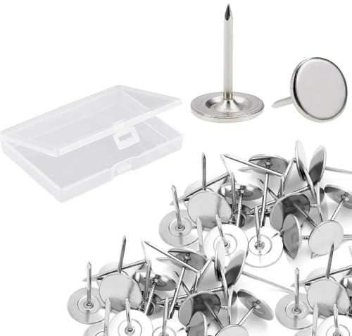 Teouuas 150 Pezzi Chiodini per Tappezzeria, Chiodi per Tappezzeria, Puntine per Tappezzerias, con Scatola di Plastica, per Mobili Abbigliamento per Divano Sedie Disegno (Argento)