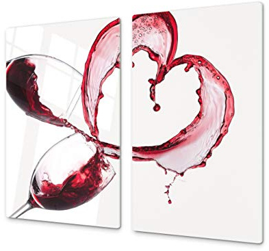 Cubre vitros de cristal templado - Tabla para cortar de cristal – Tabla para amasar y protector de vitro – UNA PIEZA (60 x 52 cm) o DOS PIEZAS (30 x 52 cm); D04 Serie bebidas: Vino 15