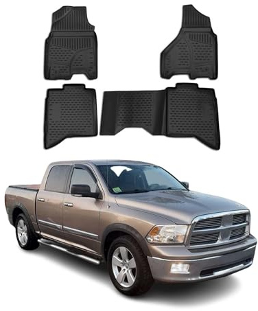 OMAC Gummimatten Fußmatten kompatibel mit Dodge RAM Crew Cab 2017-2024 TPE Schwarz 4X
