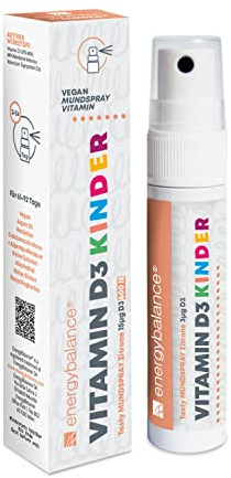 EnergyBalance Vitamin D3 Kinder - Mundspray kindgerecht dosiert mit Zitronengeschmack - 3 µg pro Sprühstoß - ohne Alkohol, Vegan, Glutenfrei - 185 Portionen