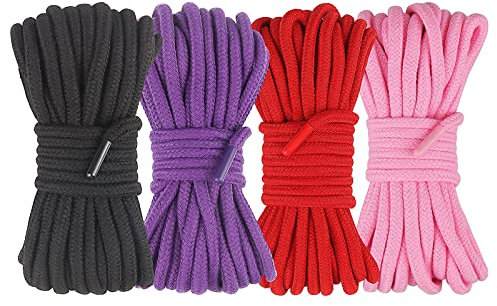 PIIKNUO Bondageseil Fesselseil 4X 10M Bondage Baumwollseil Bondage Seil BDSM Fetisch Bondage Set für Fesseln Sexspielzeug für Paare Extrem (Schwarz, Rot, Lila, Rosa)