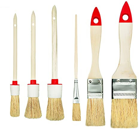 M7 Set de 6 Pinceaux 3 Plats 3 Ronds 0 1.5 2 4 6 Série 04 pour Travaux de Peinture avec Peintures et Vernis Couverture Uniforme Poils Naturels