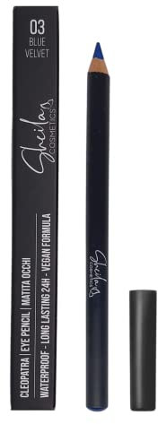 Sheila Cosmetics Cleopatra – Crayon Khôl Yeux Waterproof – Texture Douce et Estompable – Tenue 24h – Testé Ophtalmologiquement – Fabriqué en Italie (03 Blue Velvet)