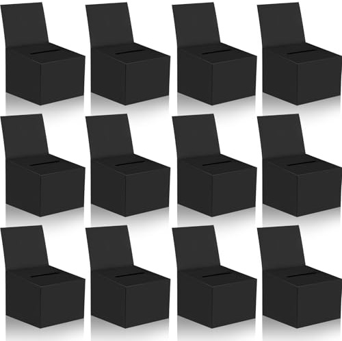 zzhxkjhky 12 Pack Raffle Boxes Ballot Box Suggestion Box with Slot, 6.5 x 4.5 x 4.5 Inch Cardboard Raffle Boxes with Slot for Ticket and Removable Header for Collecting Business Card Voting Contest