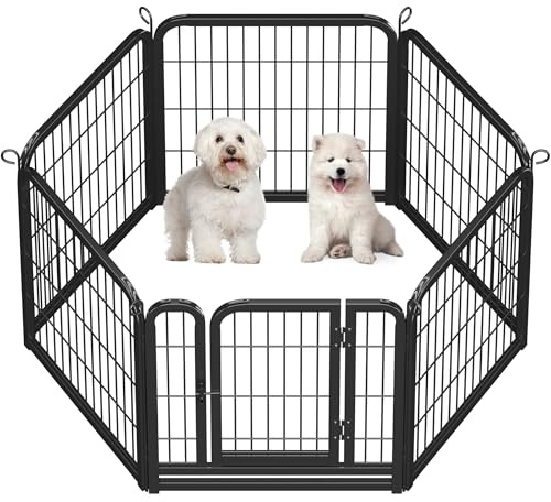 Yaheetech Parc pour Chien 6 Panneaux Cage pour Chien Interieur Enclos Chien Chiot Lapin Rongeur Clôture Grille Chenil en Métal pour Exercice Pliable 60x60 cm