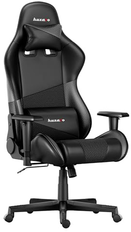 huzaro Force 6.2 Carbon | Chaise Gamer | Fauteuil PC Gaming | en Cuir écologique | Tissu HD | Charge jusqu'à 130 kg | Appuie-tête | Soutien Lombaire | Ergonomique | Noir