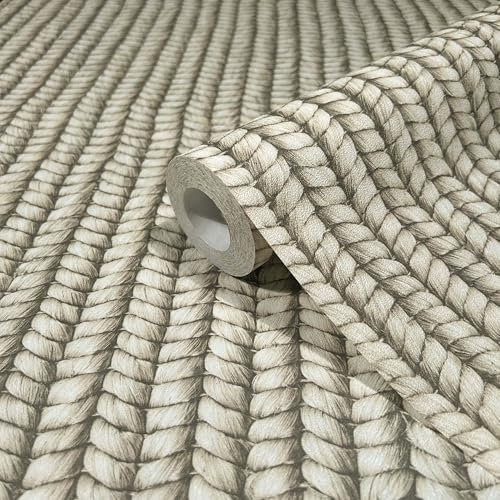 marburg Tapet, beige, grå, textilutseende, korklook, fibertapet, natur för vardagsrum, sovrum, tillverkad i Tyskland, 10,05 x 0,53 m