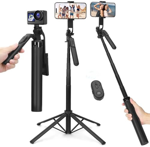 180CM Trípode para Movil,Treppiede per Smartphone Portatile,Palo Selfie Tripode con Control Remoto,Trepiedi per Telefono y Cámara,Bastone Selfie iPhone, Android y Samsung