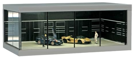 Yiohejy Gabinete de Exhibición de Modelos de Coches - Caja de Exhibición LED para Coches a Escala 1/64, Organizador de Almacenamiento Apilable, Vitrina de Exhibición Ahorradora de Espacio con Luz para