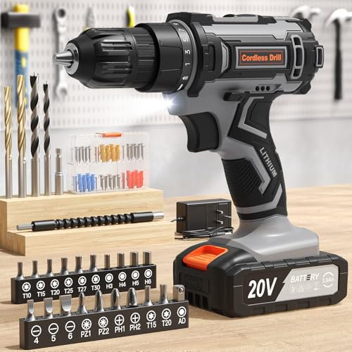 VIWKO Cordless Drill, 20V Electric Combi Drill Set with 86 Accessories, 2.0Ah Rechargeable Battery Power Drills, Electric Screwdriver 370 in-lb 25+1 Torque 2 Speed, Power Tools for DIY & Home Projects