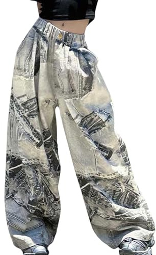 Kelandoom Jean Fille 5-14 Ans Denim Cargo Pantalon De Jogging Large Enfants Ample Ado Taille Élastique Style Streetwear Y2K À Jambe Jeans Droite Short en 13 Âge : 4 Cadeau
