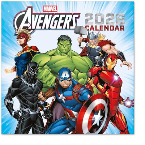 Grupo Erik - Calendrier Marvel 2026 Mural Avengers - Calendrier 2026 Mural Mensuel │ Idee Cadeau : Calendriers Muraux │ De Janvier à Décembre : Espace pour notes et Illustrations (30x60 cm)