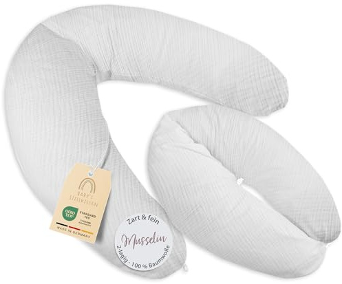 Baby's Stillkissen Coussin de grossesse XXL 190 cm avec housse - Coussin de grossesse testé pour bébé et adulte - Coussin d'allaitement, de positionnement latéral et coussin de positionnement pour