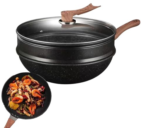 Tanxemery Con Tapa | Sartén Antiadherente 32 Cm Con Tapa Profunda | Utensilios De Cocina Para Tortillas Hornear Restaurante Pancakes Sellado Hervido Brasa Pescado Saltear