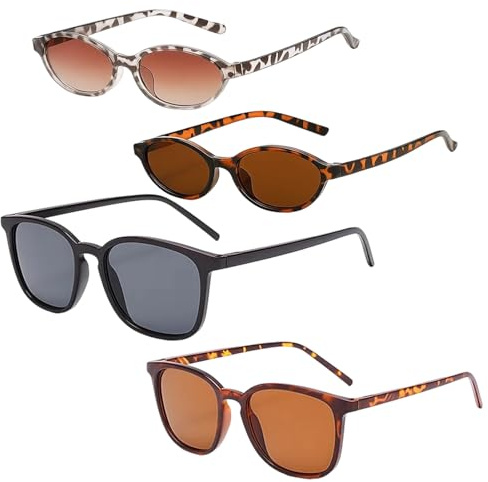 KhgFov Oval Sunglasses Womens, Polarised Sunglasses Womens,4 Pairs Sun Glassesfor Women Set, Polarised Lenses for Driving, Outdoor Activities, Beach and Daily Wear, Lightweight Fashion Accessories