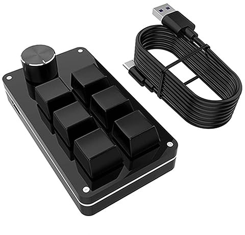 Enhandsanslutet RGB-tangentbord mekanisk USB anpassad makro programmerbar 6 tangenter 1 knopp